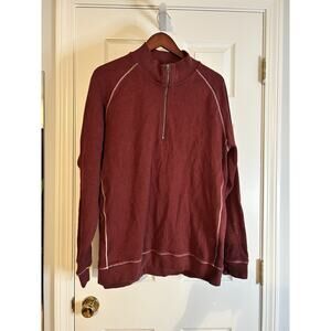 L.L.Bean XL Tall Quarter Zip Pullover Traditional Fit Cotton Burgundy Sweater